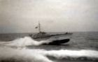 MTB 453 at speed, the final blast. Going to Poole with other boats of the 35th to Pay Off at the end of the war.