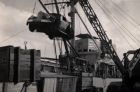 Cars being loaded at Cochin for transport to Ceylon.