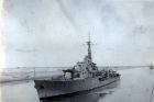 Passing ships in the Suez Canal.